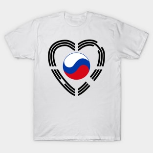 Korean Russian Multinational Patriot Flag Series (Heart) T-Shirt